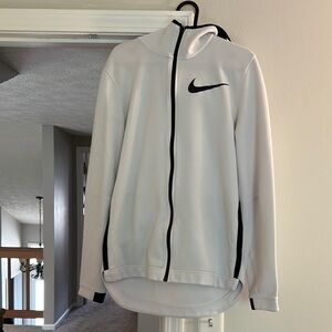 Nike White and Black Performance Jacket with Full-Length Zipper